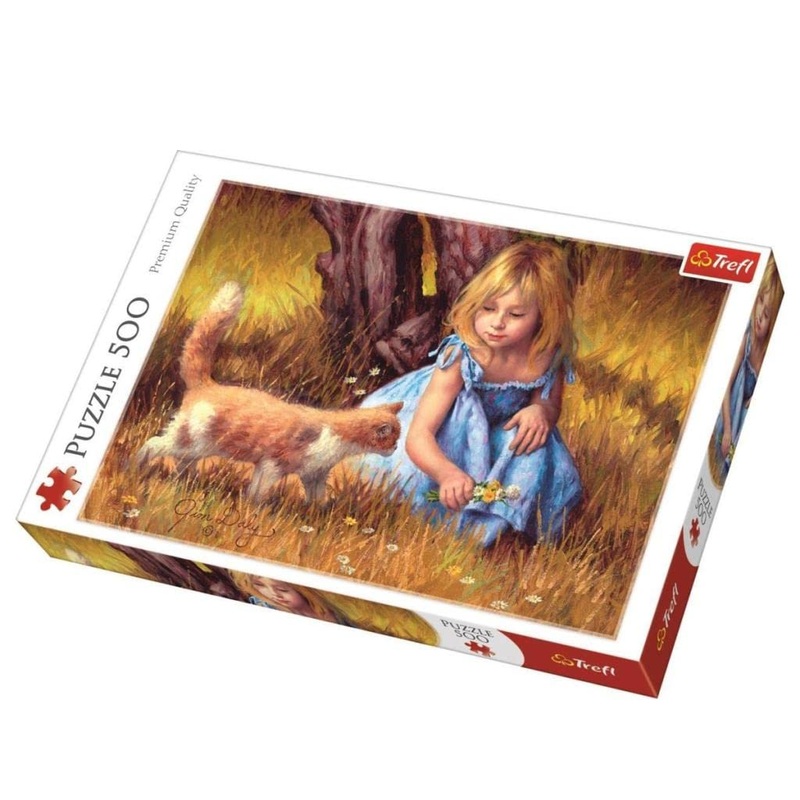 Trefl 500 Piece Jigsaw Puzzles, In The Center Of Attention, Jim Daly Puzzle With Little Girl And Cat, Adult Puzzles, Trefl 37291