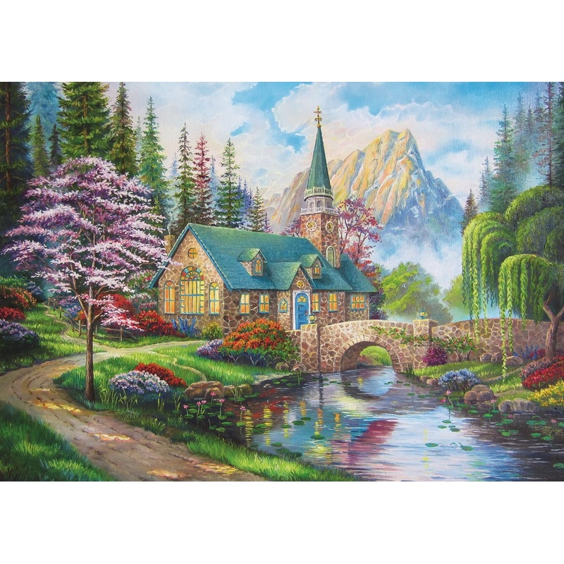 Trefl 500 Piece Jigsaw Puzzles, Woodland Seclusion, Idylic Landscape, Mountains And River, Cottage Puzzle, Adult Puzzles, Trefl 37327