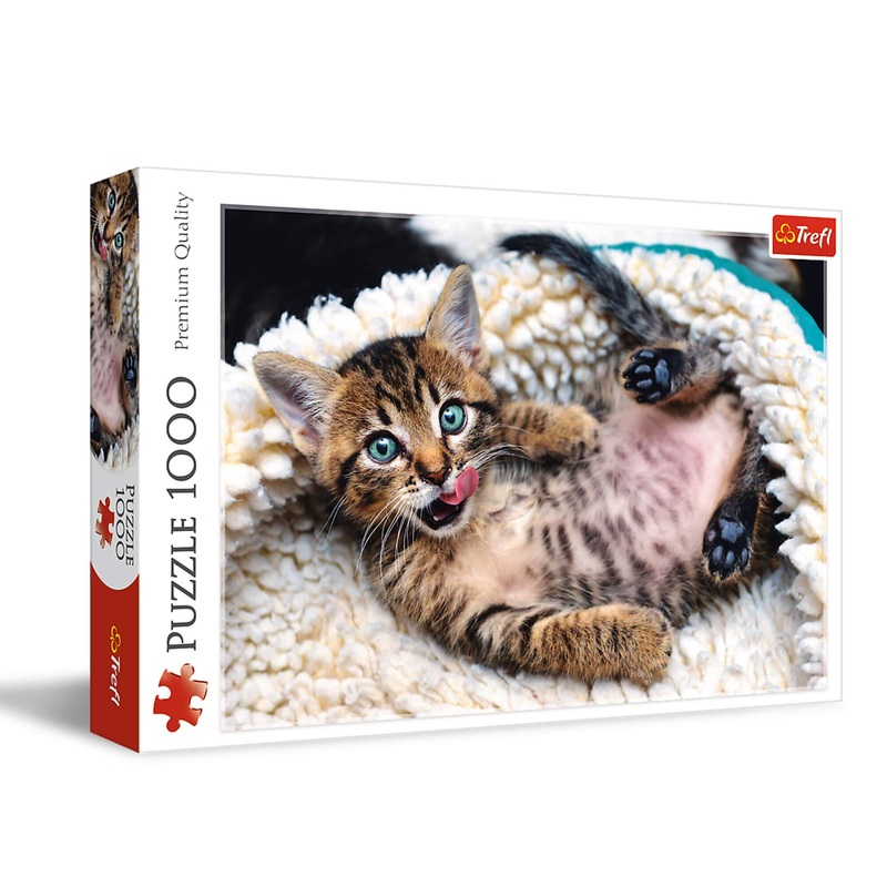 Trefl Cheerful Kitten 1000 Piece Jigsaw Puzzle Red 27'X19' Print, Diy Puzzle, Creative Fun, Classic Puzzle For Adults And Children From 12 Years Old