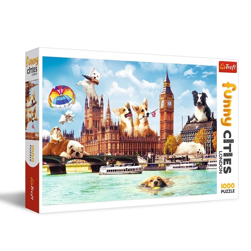 Trefl Dogs In London 1000 Piece Jigsaw Puzzle Funny Cities27 X19 Print, Diy Puzzle, Creative Fun, Classic Puzzle For Adults And Children From 12 Years Old