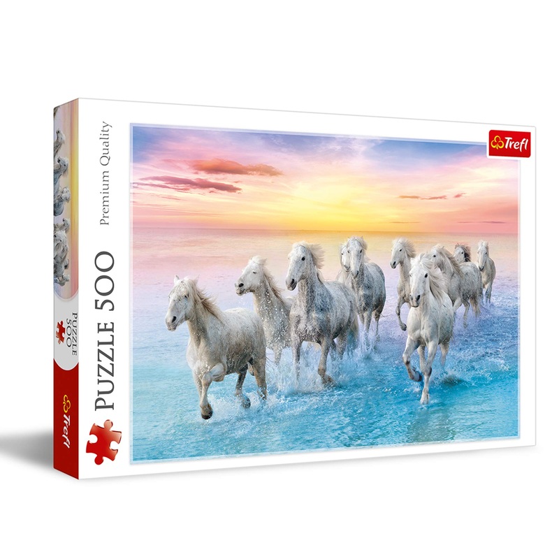 Trefl Galloping White Horses 500 Piece Jigsaw Puzzle Red 19'X13' Print, Diy Puzzle, Creative Fun, Classic Puzzle For Adults And Children From 10 Years Old