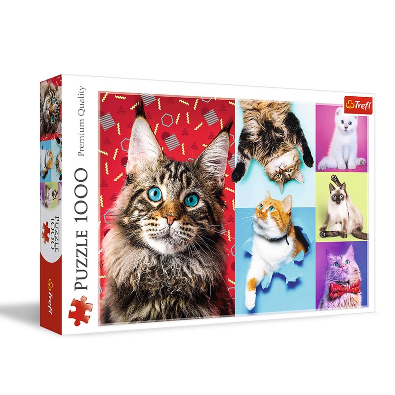 Trefl Happy Cats 1000 Piece Jigsaw Puzzle Red 27'X19' Print, Diy Puzzle, Creative Fun, Classic Puzzle For Adults And Children From 12 Years Old
