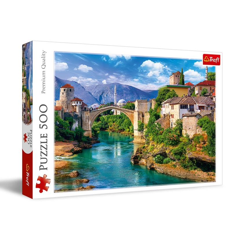 Trefl Old Bridge In Mostar, Bosnia And Herzegovina 500 Piece Jigsaw Puzzle Red 19'X13' Print, Diy Puzzle, Creative Fun, Classic Puzzle For Adults And Children From 10 Years Old