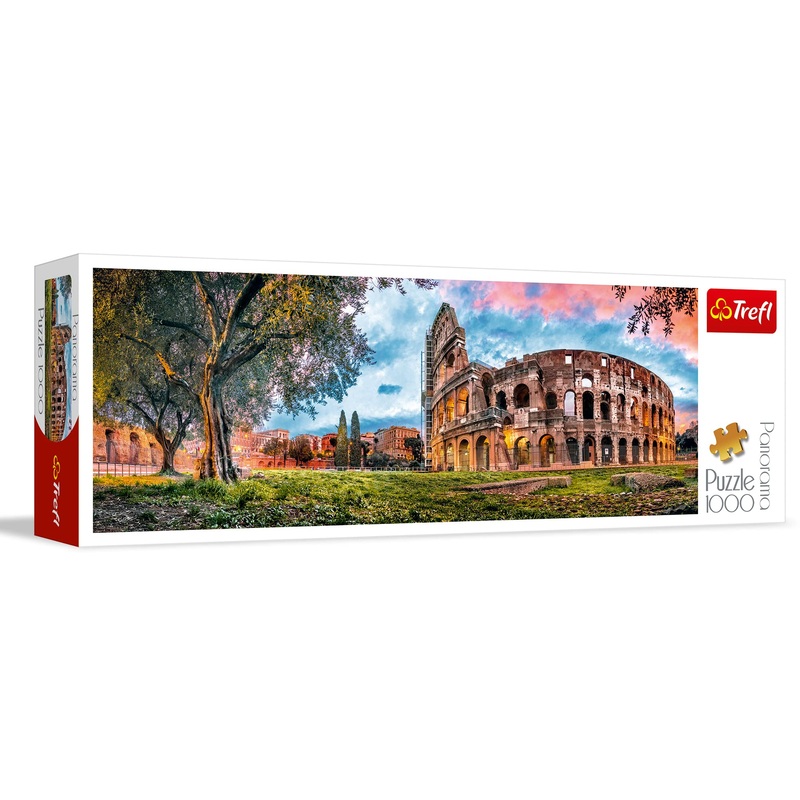 Trefl Panorama Colosseum At Dawn 1000 Piece Jigsaw Puzzle Red 27'X19' Print, Diy Puzzle, Creative Fun, Classic Puzzle For Adults And Children From 12 Years Old