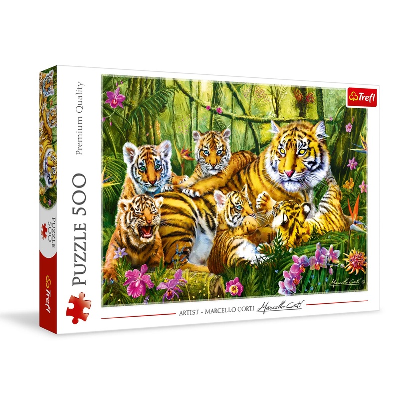Trefl Red 500 Piece Puzzle - Family Of Tigers