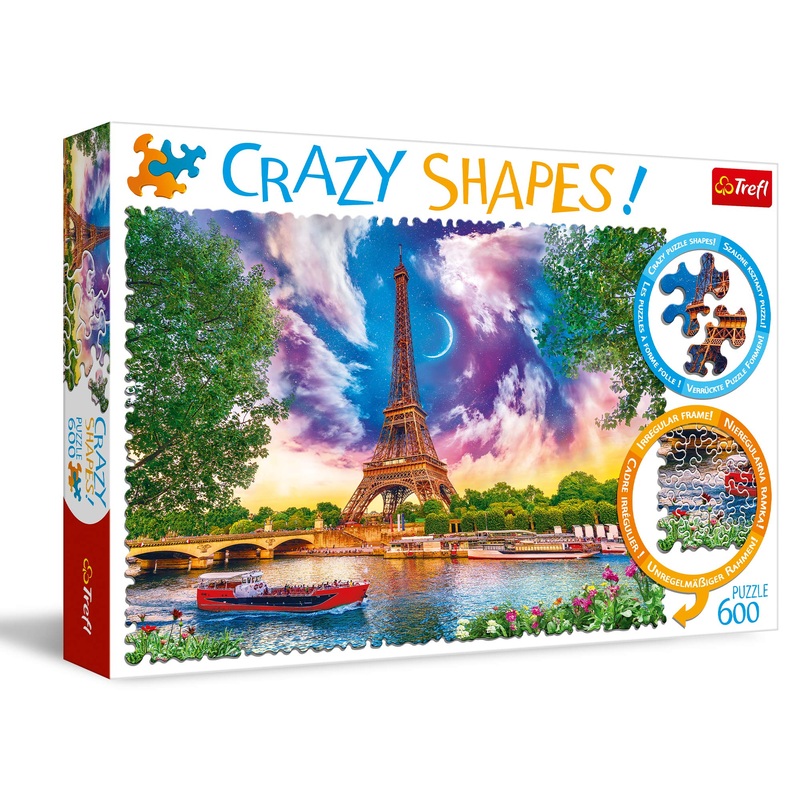 Trefl Sky Over Paris 600 Piece Jigsaw Puzzle Crazy Shapes Print, Diy Puzzle, Creative Fun, Classic Puzzle For Adults And Children From 10 Years Old