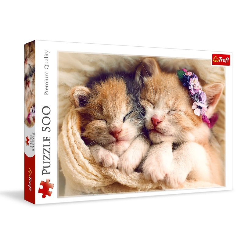 Trefl Sleeping Kittens 500 Piece Jigsaw Puzzle Red 19'X13' Print, Diy Puzzle, Creative Fun, Classic Puzzle For Adults And Children From 10 Years Old