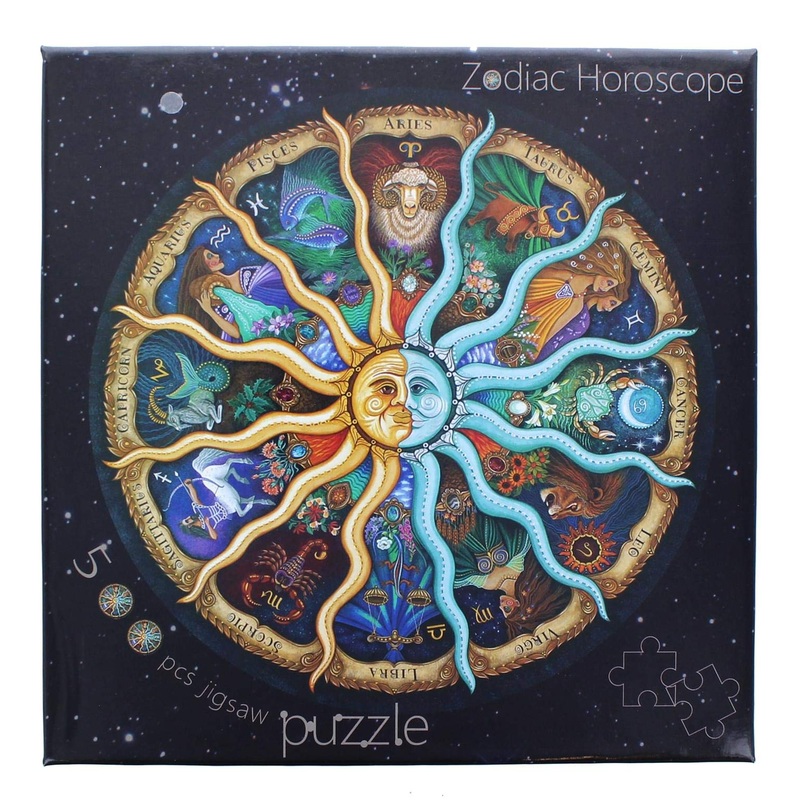 Zodiac Horoscope 500 Piece Round Jigsaw Puzzle