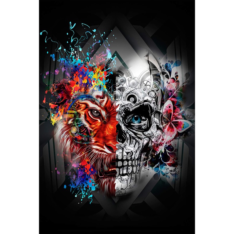1000 Piece Jigsaw Puzzle For Adults - Tiger And Skull Puzzle - Wooden Puzzle - For Adults Teens Educational Toys Gifts(29.5X19.7 Inches)