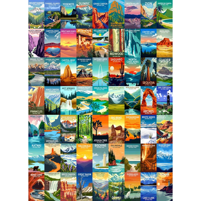 1000 Pieces National Park Puzzles, Family Puzzle Game Toys, Travel Poster Landscape Puzzles, Natural Landscape Puzzles, Family P
