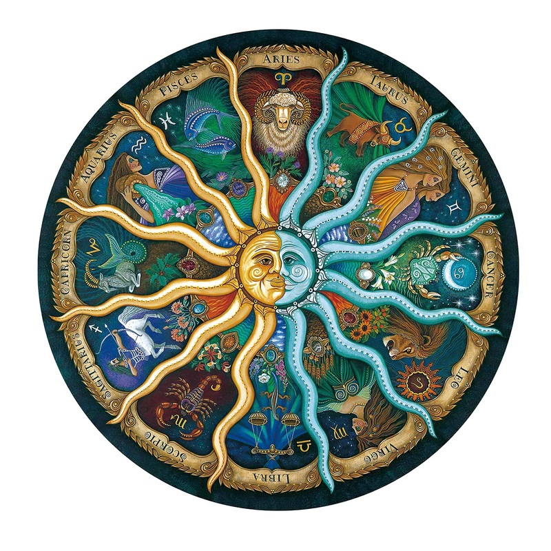 1000 Pieces Zodiac Jigsaw Puzzles For Adults Kids Teen Round Puzzle Game Toys Gift Zodiac Horoscope 26.7' X 26.7'