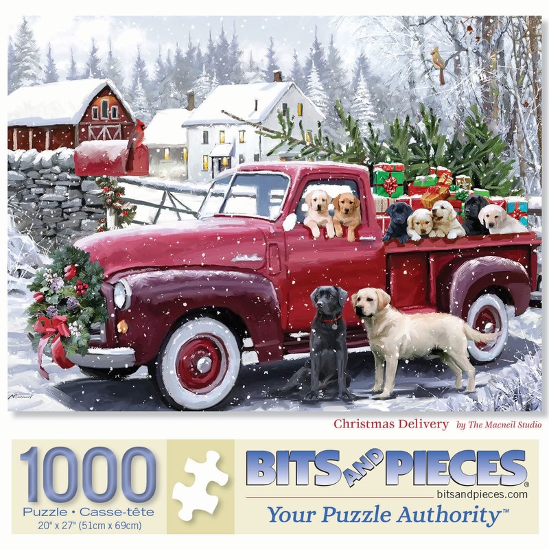 Bits And Pieces - 1000 Piece Jigsaw Puzzle For Adults 20'' X 27'' - Christmas Delivery - 1000 Pc Dog Truck Puppy Snow Winter Hol