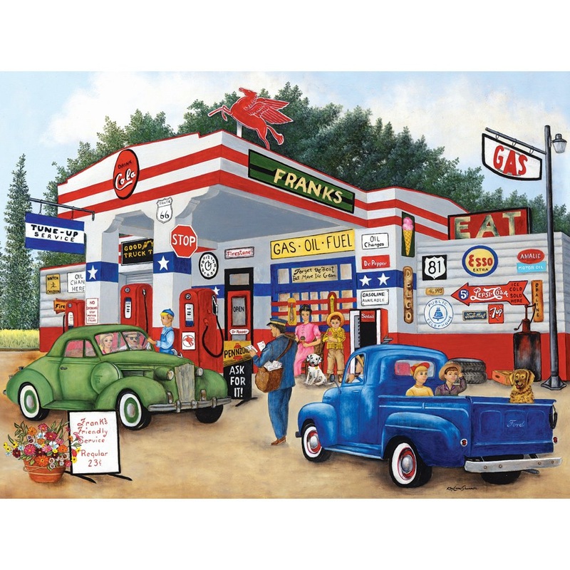 Bits And Pieces - 300 Large Piece Jigsaw Puzzle For Adults - Americana Summer - Franks Friendly Service Jigsaw By Artist Kay Lam