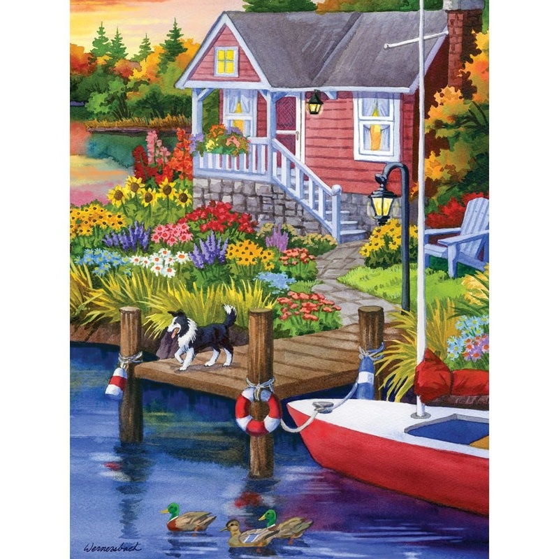 Bits And Pieces - 300 Piece Jigsaw Puzzle For Adults - Lakeside Retreat 300 Pc Large Piece Jigsaw By Artist Nancy Wernersbach -