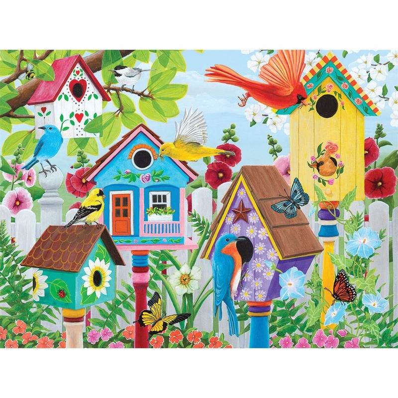 Bits And Pieces - 500 Piece Jigsaw Puzzle For Adults - Birdhouse Garden 500 Pc Large Piece Jigsaw By Artist Kathy Bambeck - 18