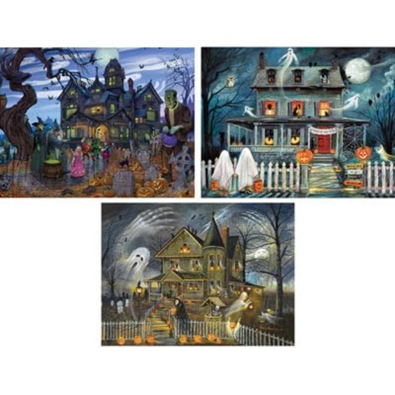 Bits And Pieces - Value Set Of Three - 300 Piece Jigsaw Puzzles For Adults - Large Piece 300 Pc Halloween Jigsaws By Artist Ruan