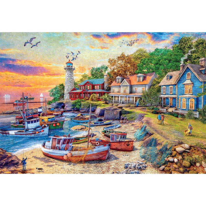 Buffalo Games - Dominic Davison - American Harbor Town - 2000 Piece Jigsaw Puzzle For Adults Challenging Puzzle Perfect For Game