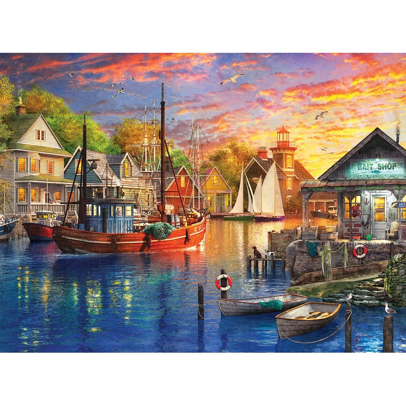 Buffalo Games - Dominic Davison - Dusk At The Harbor - 1000 Piece Jigsaw Puzzle For Adults Challenging Puzzle Perfect For Game N