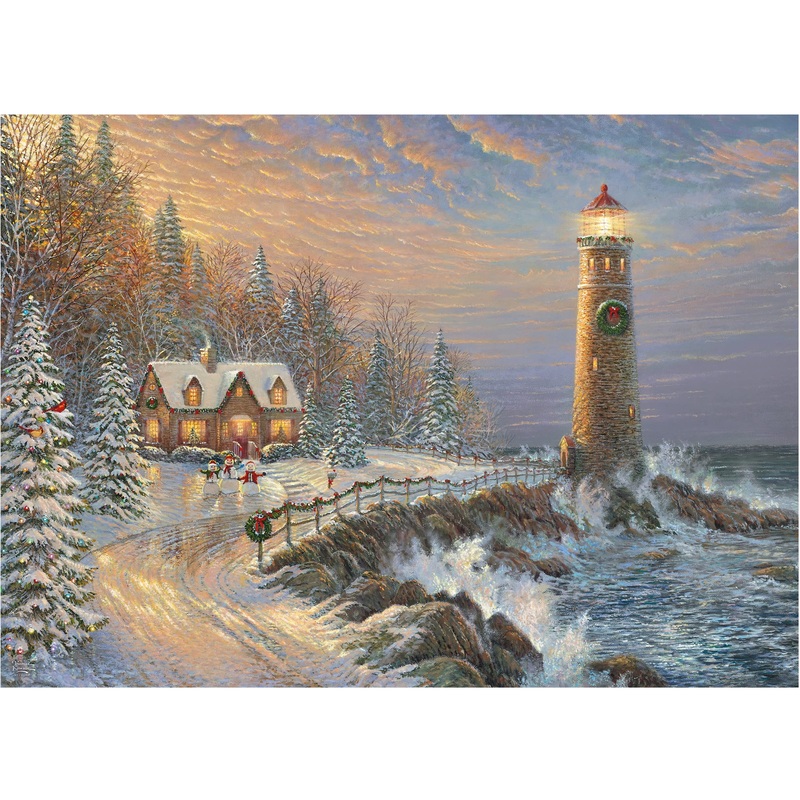 Ceaco - Thomas Kinkade - Holiday - Christmas Lighthouse - 1000 Piece Jigsaw Puzzle