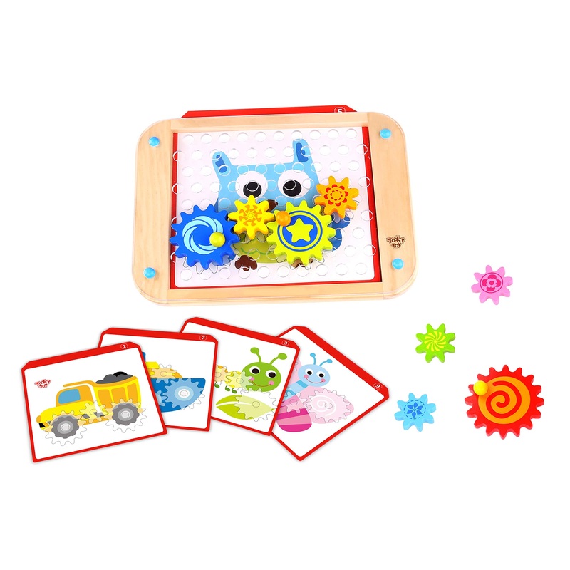 Fat Brain Toys Go Go Gears! - Wooden Size-Matching Puzzle For Preschoolers Ages 3+