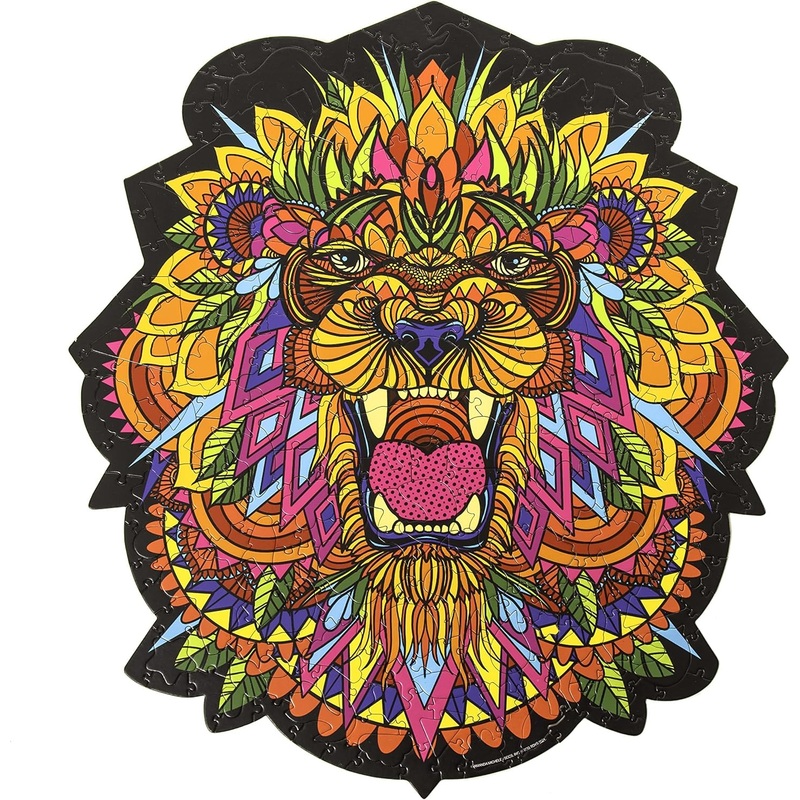 Hidden Shapes - Lion - Jigsaw Puzzle For Adults - 300 Pieces - Hand Drawn - 75 Unique Hidden Shapes - Great Gift For Mom, Dad, Teens, Men And Women