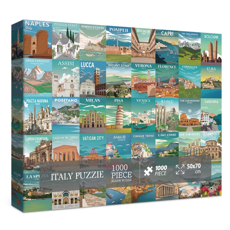 Italy Puzzle 1000 Piece For Adults, Cinque Terre Rome Travel Jigsaw Puzzles City Florence, Europe Landscape Nature Puzzle For Ad