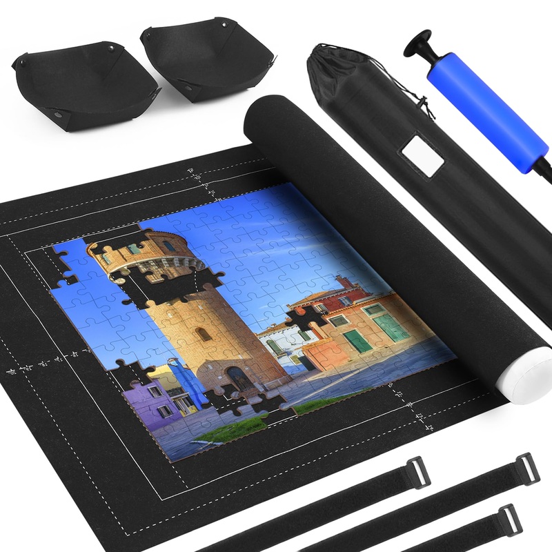 Jigsaw Puzzle Mat Roll Up Fits 2000 1500 1000 Pieces Puzzles, Large Pad Portable Table Non-Slip Board Saver Mats With 2 Sorting