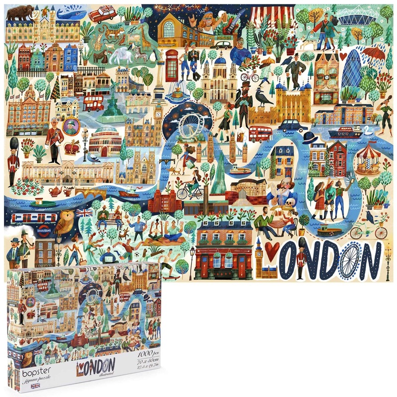Jigsaw Puzzles 1000 Pieces For Adults - London Illustrated Theme 1000 Piece Puzzle - Adults And Kids Jigsaw Puzzle London Includ