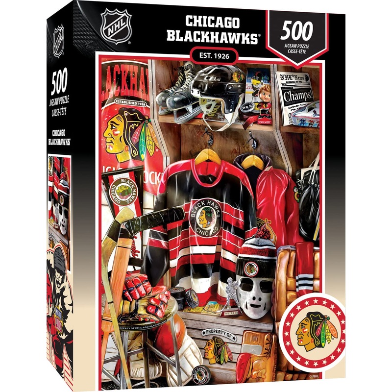 Masterpieces Game Day 500 Piece Jigsaw Puzzle For Adults - Nhl Chicago Blackhawks Locker Room - 15'X21'