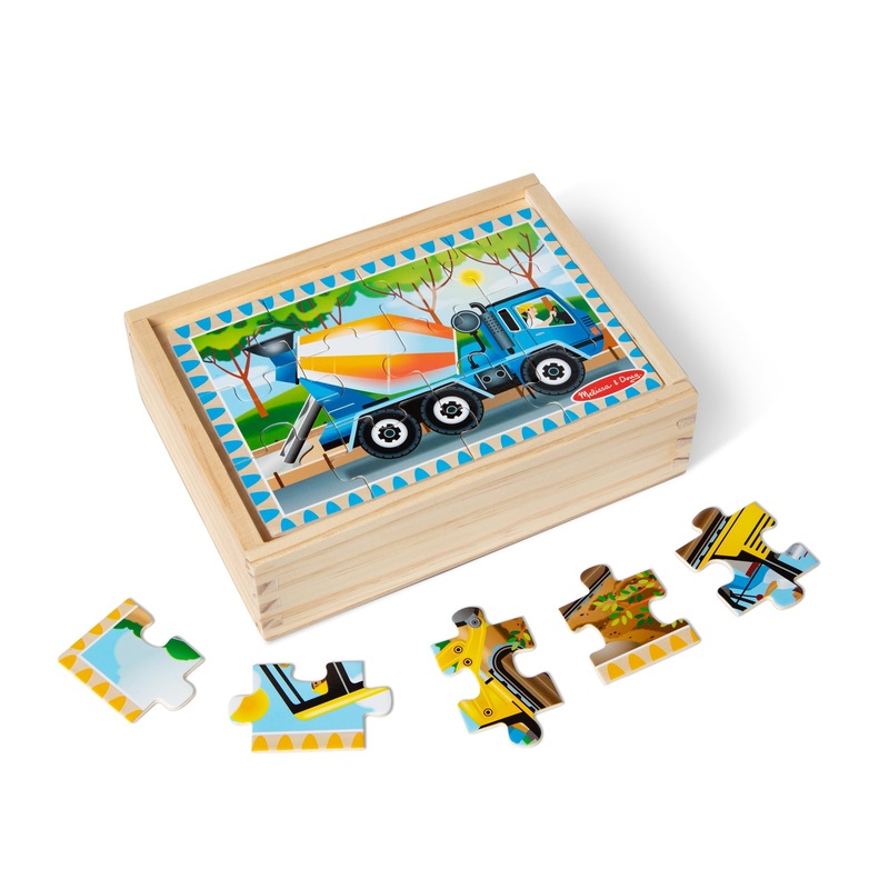 Melissa & Doug Construction Vehicles 4-In-1 Wooden Jigsaw Puzzles In A Box (48 Pcs) - Fsc Certified
