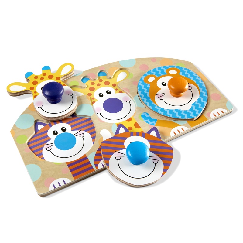 Melissa & Doug First Play Wooden Jumbo Knob Safari Animal Puzzle (3 Pcs)