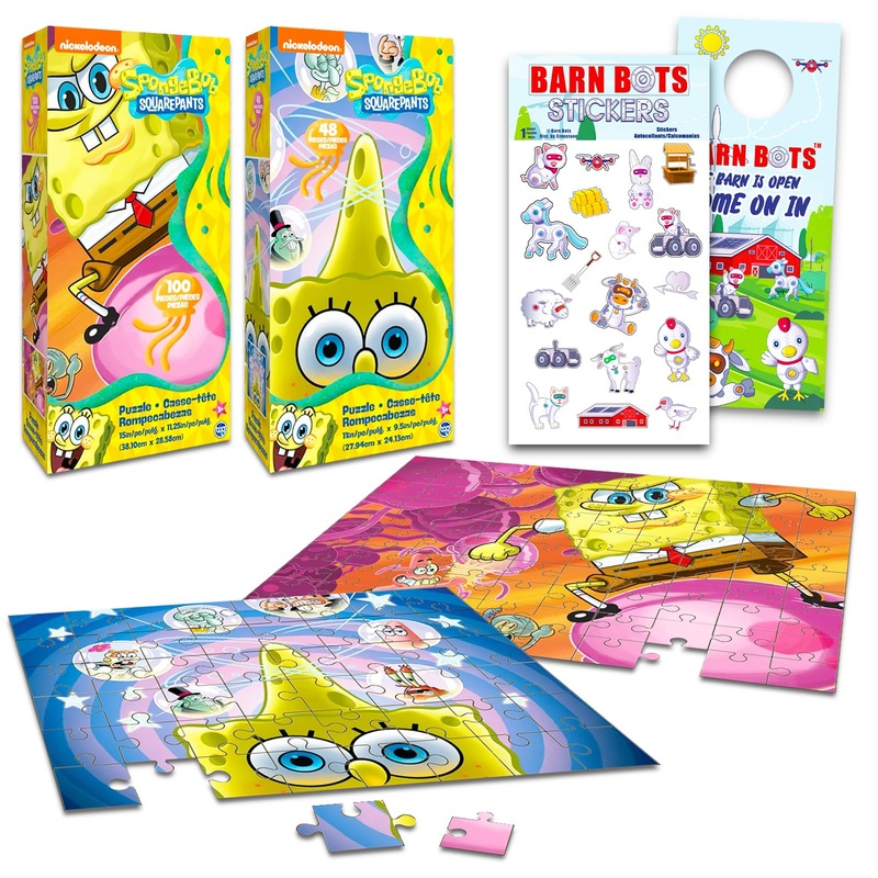 Nick Shop Spongebob Playset Bundle Spongebob Squarepants Toy Set - 4 Pack Spongebob Puzzles With Spongebob Stickers And More (Spongebob Activity Set)