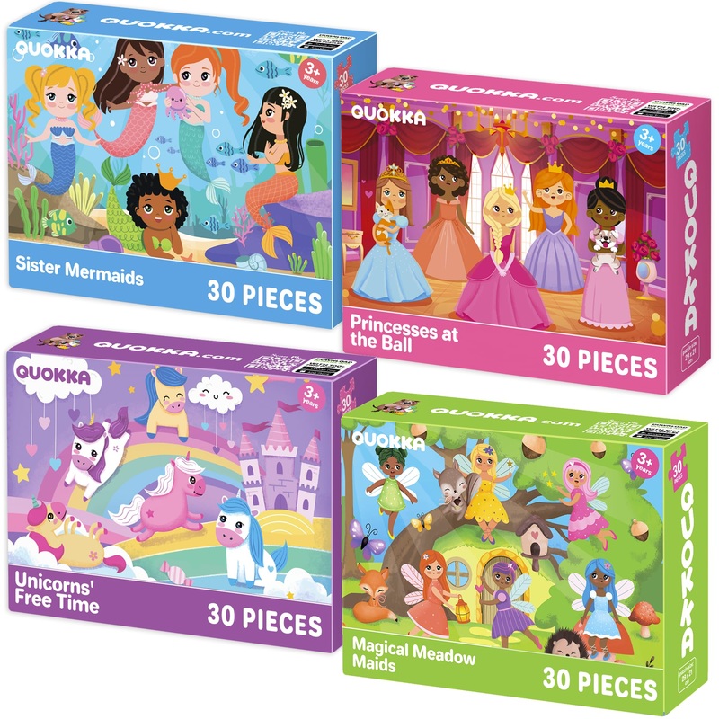 Quokka Puzzles For Toddlers 3-5 - 4 X 30 Pieces Puzzles For Kids Ages 2-4 - Meadow Girls Learning Jigsaw Puzzles For Kids 4-6 Ye