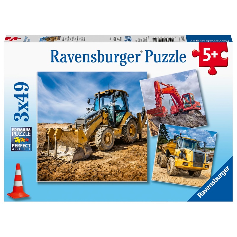 Ravensburger Diggers At Work Puzzle Set | 3X49 Piece Jigsaw Puzzles For Kids | Screen-Free Activity | Boosts Concentration And Focus | Great Gift