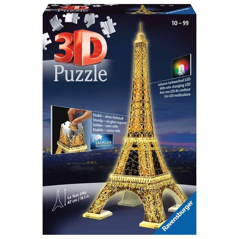 Ravensburger Eiffel Tower - Night Edition | 216-Piece 3D Jigsaw Puzzle For Kids And Adults | Precision Fit With Easy-Click Technology | Displayable & Durable Model | Over A Century Of Quality