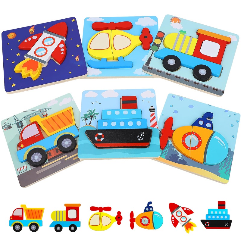 Toy Life 6 Piece Toddler Puzzles Ages 2-4, Wooden Puzzle For Toddlers 1-3 2 Year Old Baby 12-18 Months, Wood Puzzles For Toddler