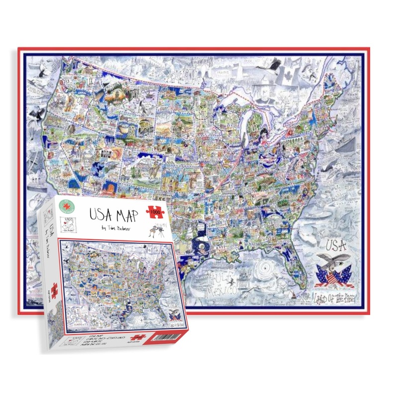 1000 Piece Jigsaw Puzzle - Comical Cartoon Map Of Usa By Tim Bulmer - Comical Funny For Adults Colorful Jigsaw Puzzle 66Cm X 50Cm