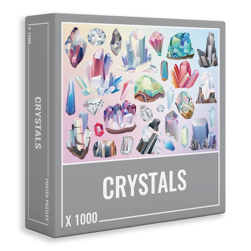 Cloudberries Crystals 1000-Piece Jigsaw Puzzle For Grown Ups. Cool Purple And Pink Design Packed With Gems, Diamonds And Precious Stones And A Subtle Gradient. Made In Europe.