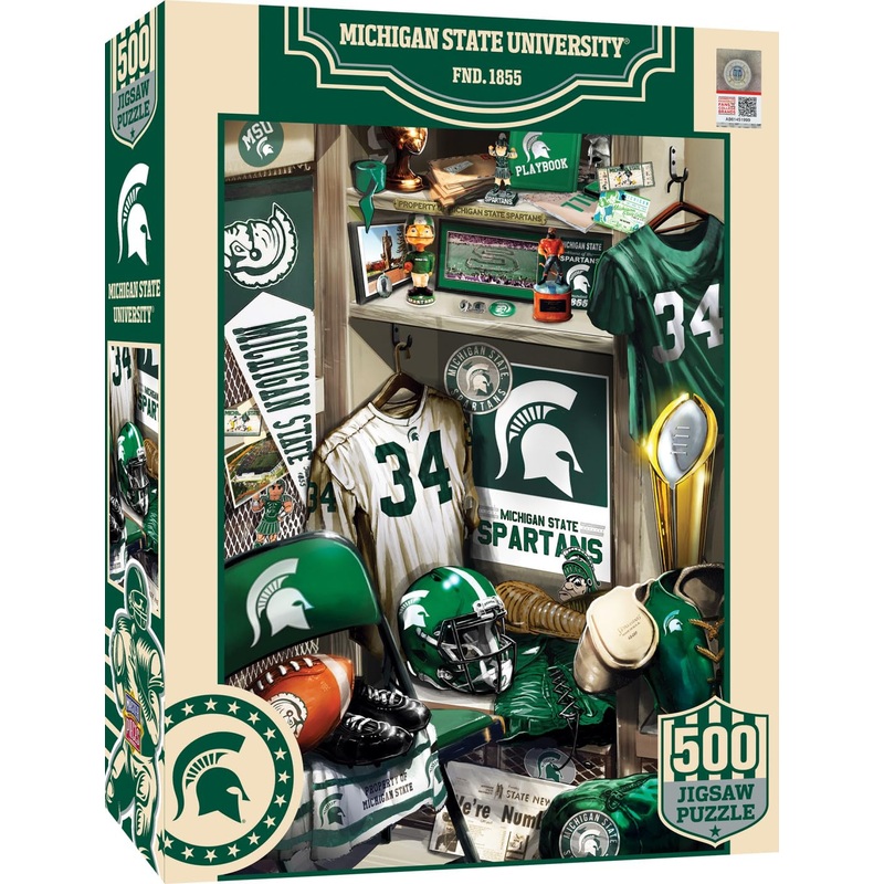 Masterpieces Game Day 500 Piece Jigsaw Puzzle For Adults - Ncaa Michigan State Spartans Locker Room - 15'X21'
