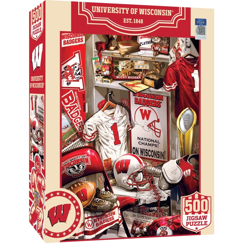 Masterpieces Game Day 500 Piece Jigsaw Puzzle For Adults - Ncaa Wisconsin Badgers Locker Room - 15'X21'