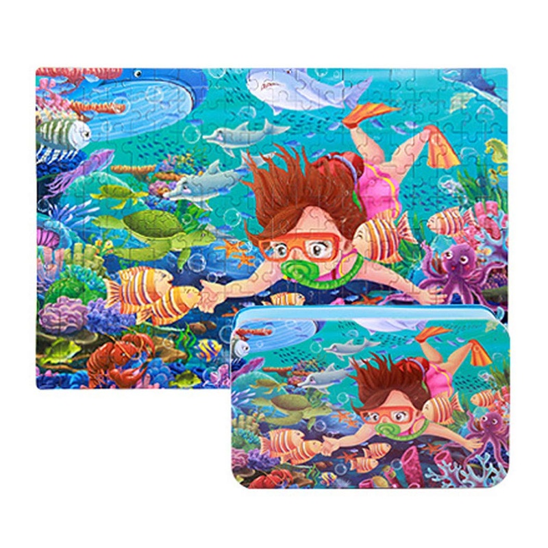 Prow Bright Color Hd Wooden Jigsaw Puzzles 200 Piece Underwater World Educational Toys With Iron Storage Box Kids Traveling Games For Boys And Girls Gift