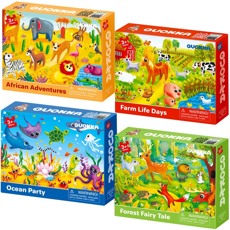 Quokka Puzzles For Kids Ages 4-6 - Set Of 4X60 Jigsaw Puzzles For Toddlers 3-5 - Animals Toys For Children 6-8 Yo - Gift Educational Game For Boys & Girls