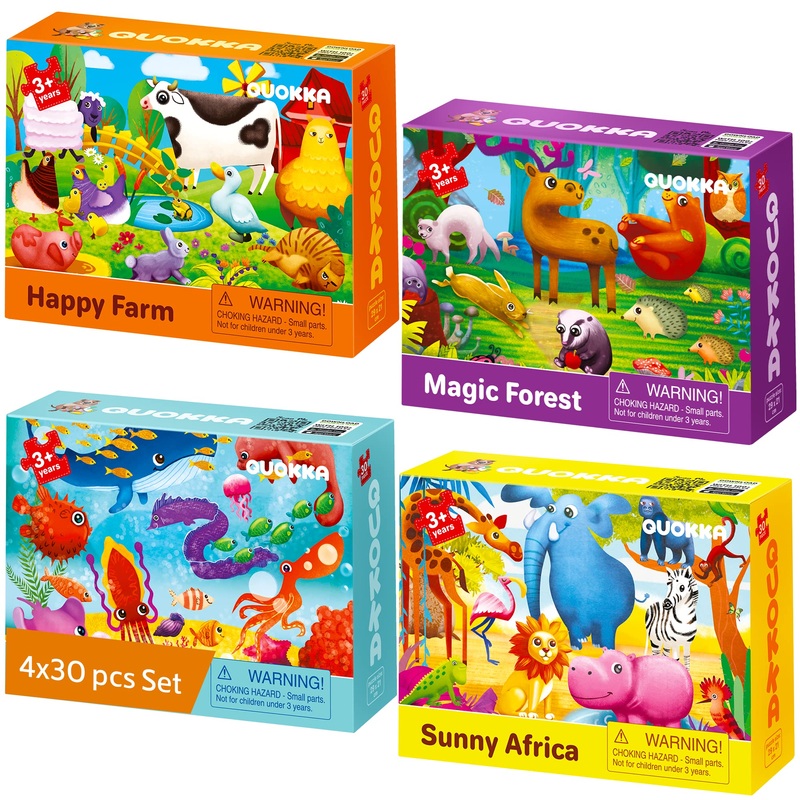 Quokka Puzzles For Toddlers 3-5 - 4 X 30 Pieces Puzzles For Kids Ages 2-4 - Animal Learning Jigsaw Puzzles For Kids 4-6 Years Old - Educational Toys For Boy And Girl