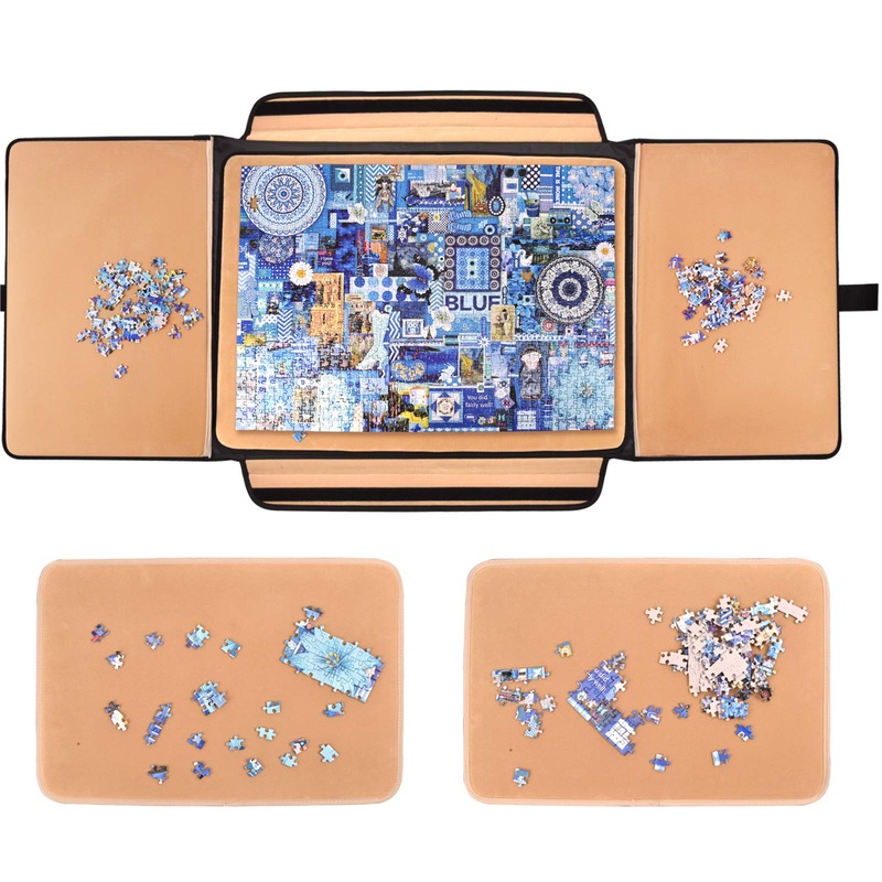 1500 Pieces Jigsaw Puzzle Board, Portable Puzzle Board, Jigsaw Puzzle Table Board, Puzzle Keeper Puzzle Caddy With Sorting Trays & Detachable Board,Non-Slip Surface