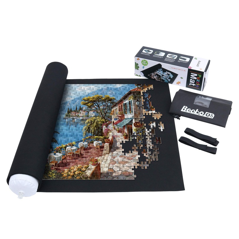 Becko Us Puzzle Mat Roll Up With Drawstring Storage Bag, Felt Rollup Mat For Easy Transport & Storage, Portable Puzzle Board Puzzles Saver Keeper For Jigsaw Puzzles Up To 1500 Pieces