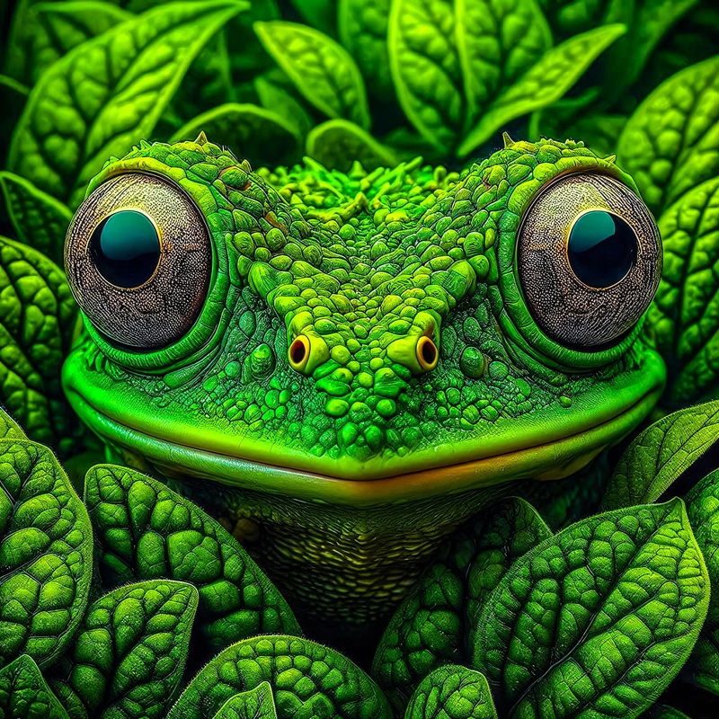 Bgraamiens 1000 Piece Frog Camouflage Wild Animal Puzzle, Expert Level, Square, Naturalistic Style, Cardboard Material, 24X24 Inches / 61X61 Cm, 14 - Adult
