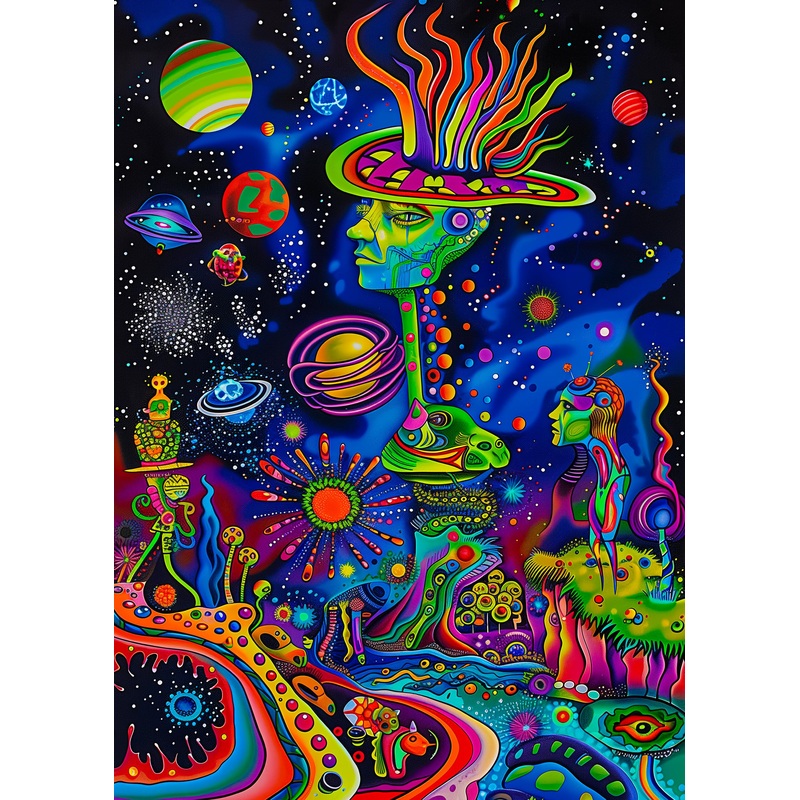 Bgraamiens Puzzle-Alien Land-1000 Pieces Rectangle Puzzle Fun Alien Theme Graffiti Colorful Jigsaw Puzzle For Adults And Kids(Alien Land)