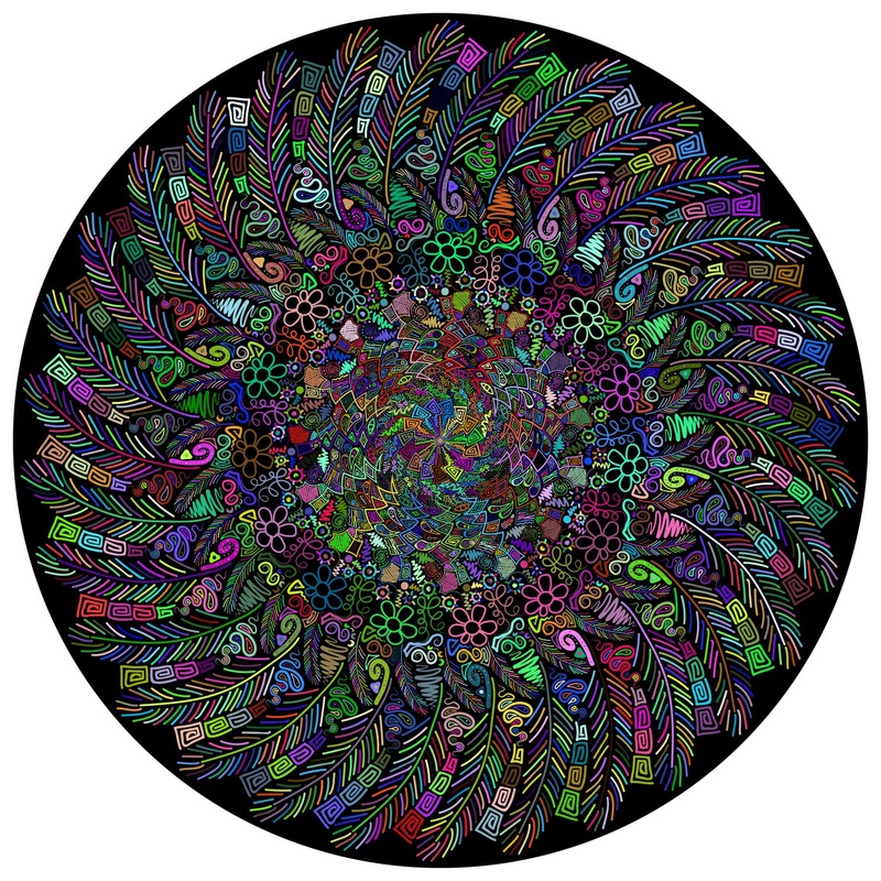 Bgraamiens Puzzle-The Indian Feather-1000 Pieces Round Puzzle Color Challenge Jigsaw Puzzles For Adults And Kids
