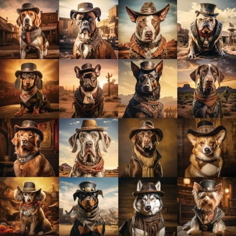 Bgraamiens Puzzle-Wild West Dogs-1000 Pieces Puzzle Fun Dog & Wild West Theme Jigsaw Puzzles For Adults And Kids(Wild West Dogs)