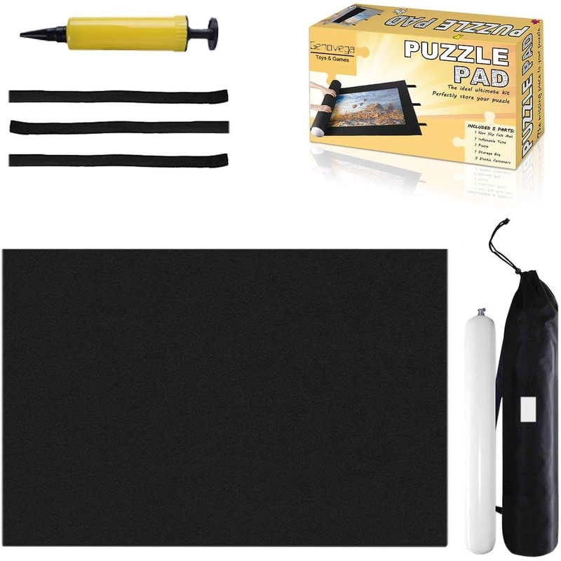 Black Jigsaw Puzzle Mat Roll Up - 3000 Pieces Large Puzzles Saver Board For Adults Kids, Storage And Transport Keeper Saver Accessories Table Portable Holder Organizer Board Pad Gift(Black
